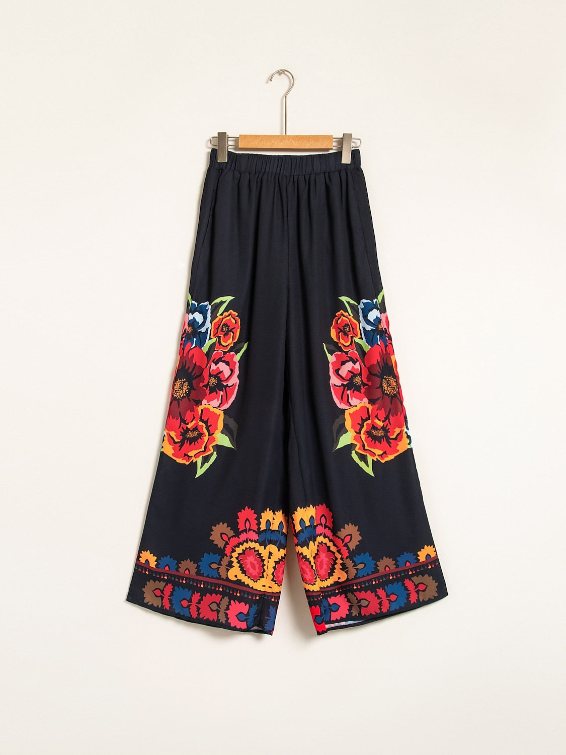 Pants Chiffon Floral Print Elasticated Waistband