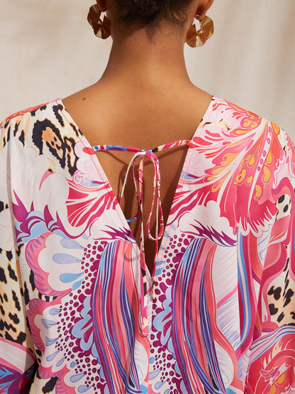 Vacation Paisley Pattern Stretch Spliced Chiffon One Piece Swimsuit