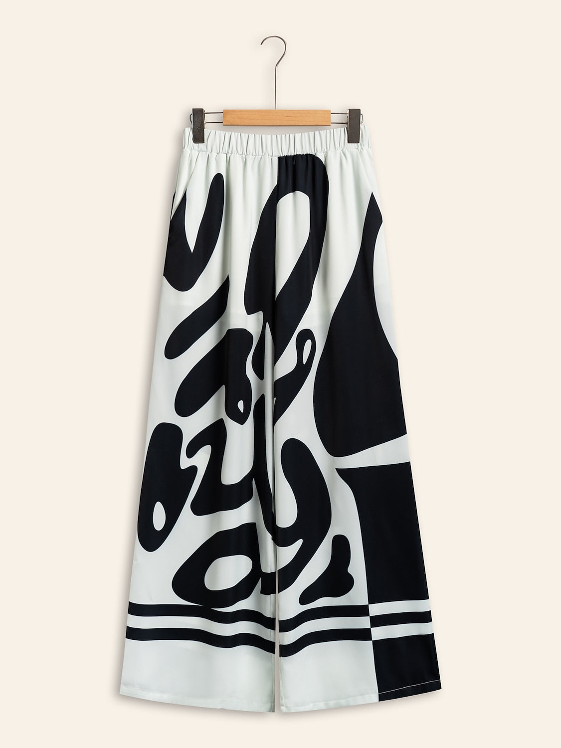 Black Satin Wide Leg Neutral Casual Pants