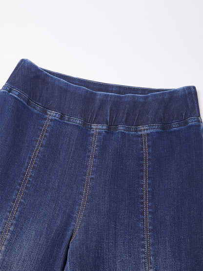 Casual Daily Solid Color Wide Leg Denim Pants