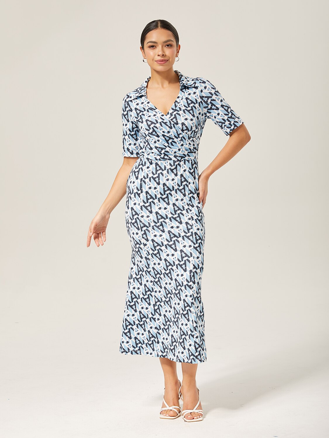 Stretch Waist-Cinching Mermaid Midi Satin Dress