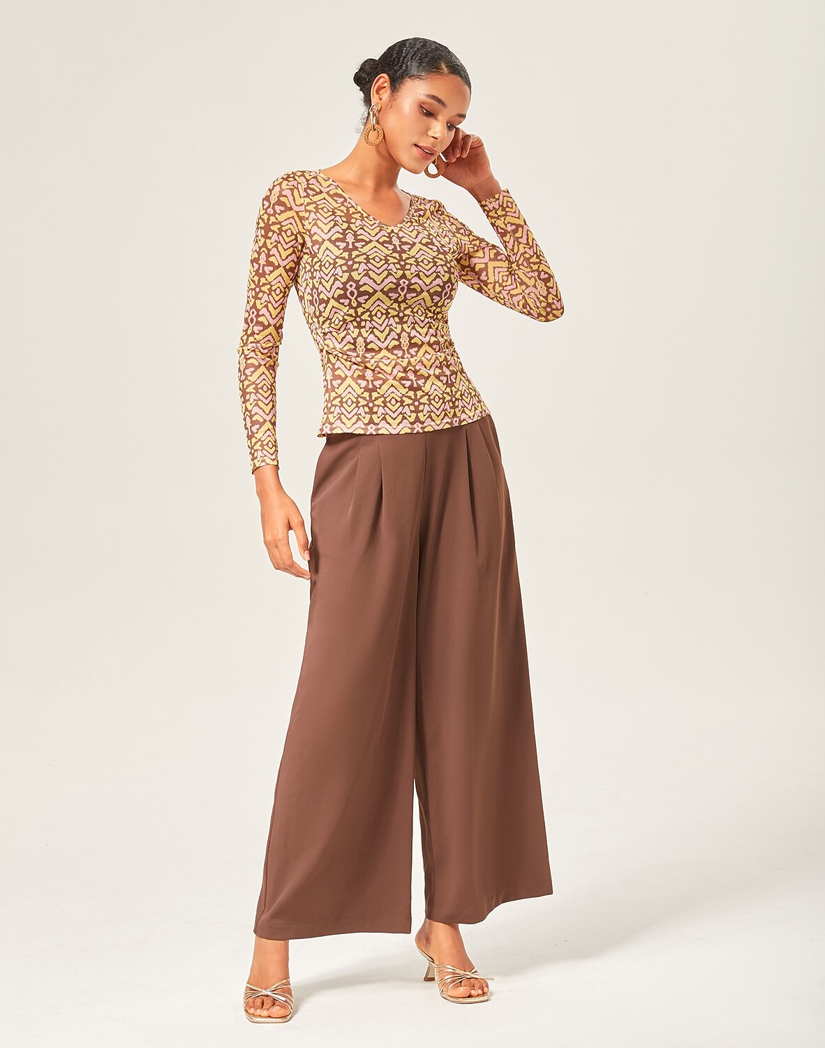Mocha Brown Slimming Straight-Leg Pants