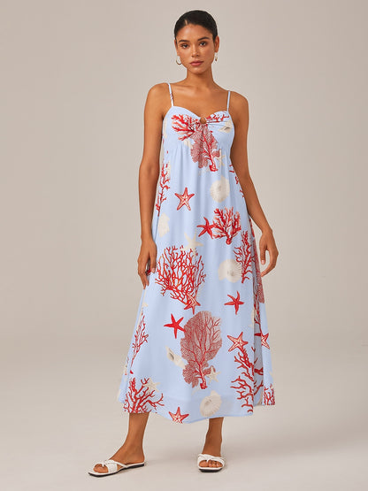 Red Ocean-Themed Cami Dress