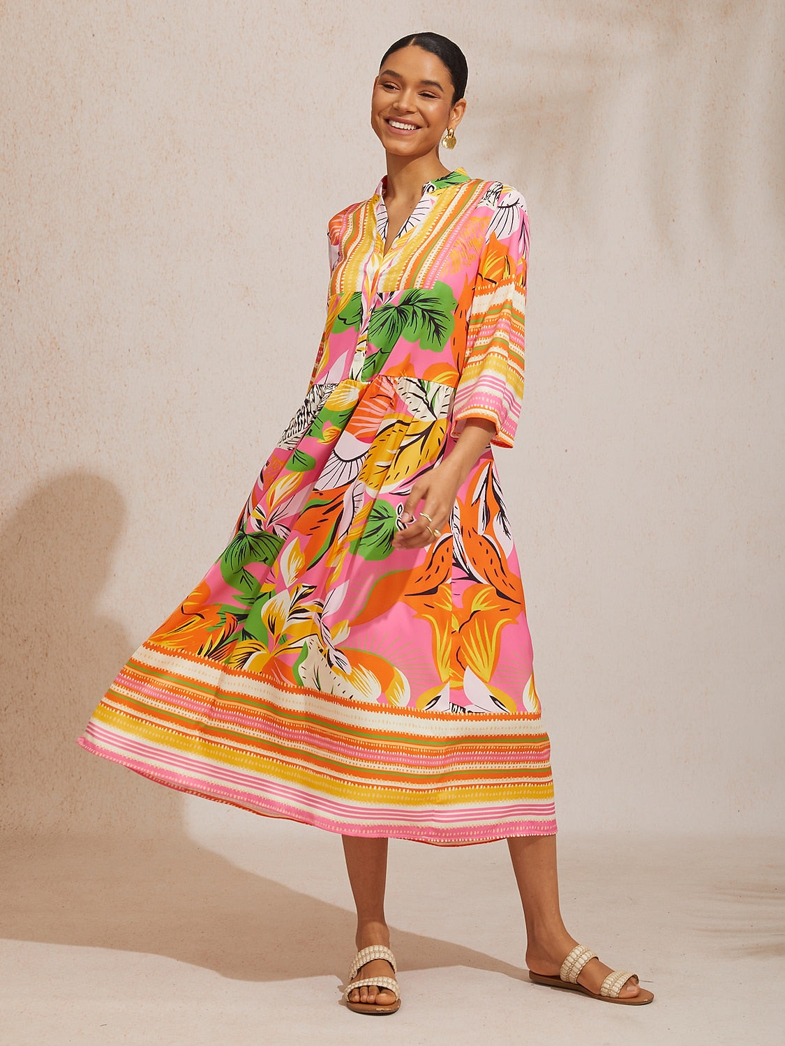 Celadon Bloom Story Silky Satin Maxi Dress