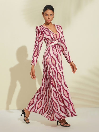 Maxi Dress White Satin Floral Print