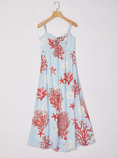 Red Ocean-Themed Cami Dress