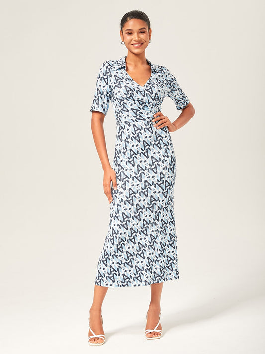 Stretch Waist-Cinching Mermaid Midi Satin Dress