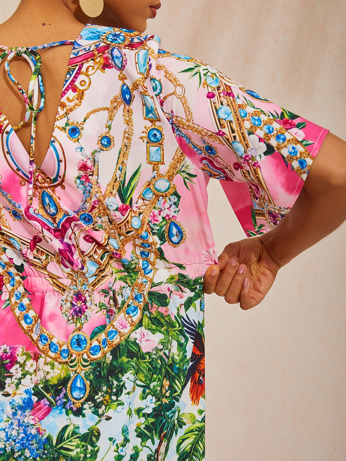 Vacation Jungle Print Straight Satin Mini Dress