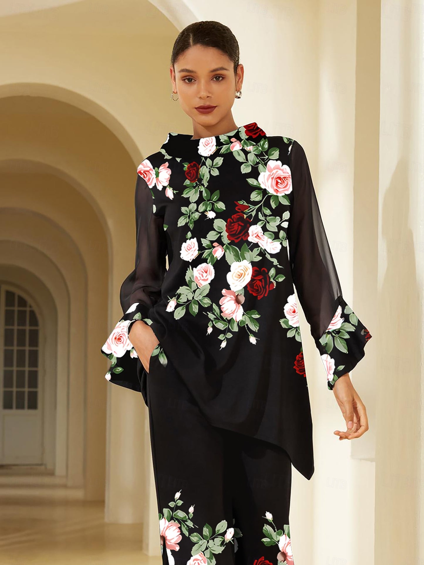 Chiffon Modal Slim Fit Sheer Lightweight Breathable Blouse