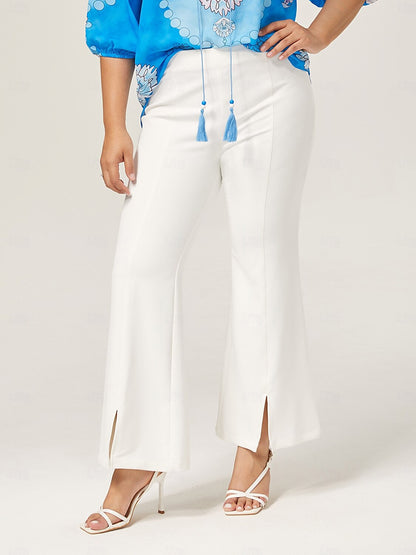 Elegant White Wide Flared Trousers