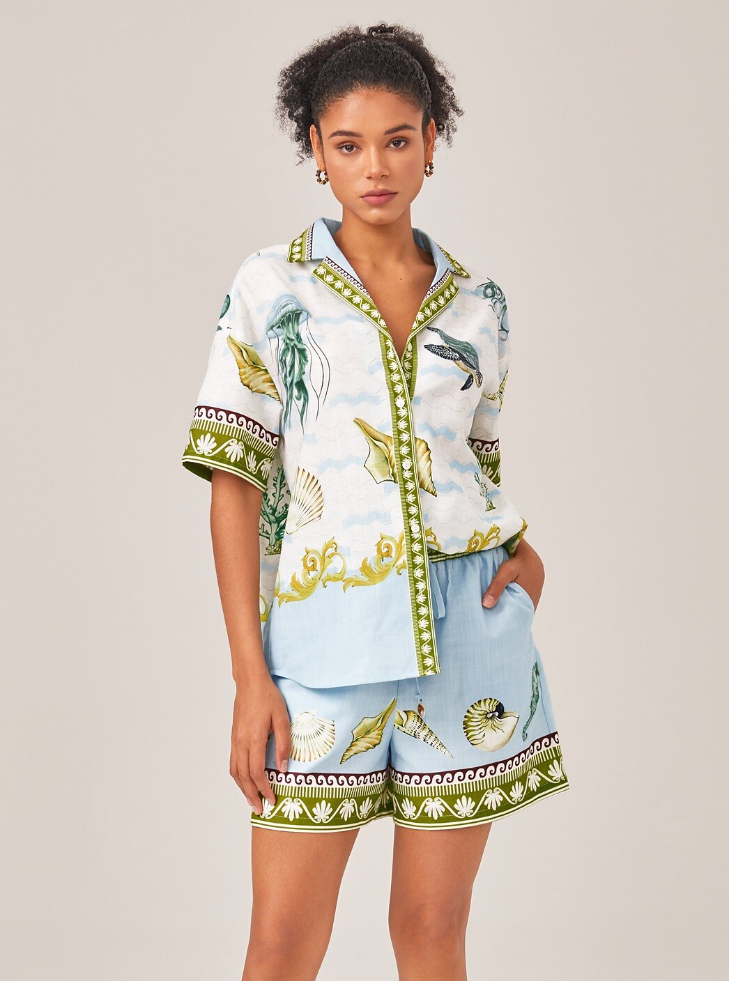 Linen Like Ocean-Themed Placement Print Set