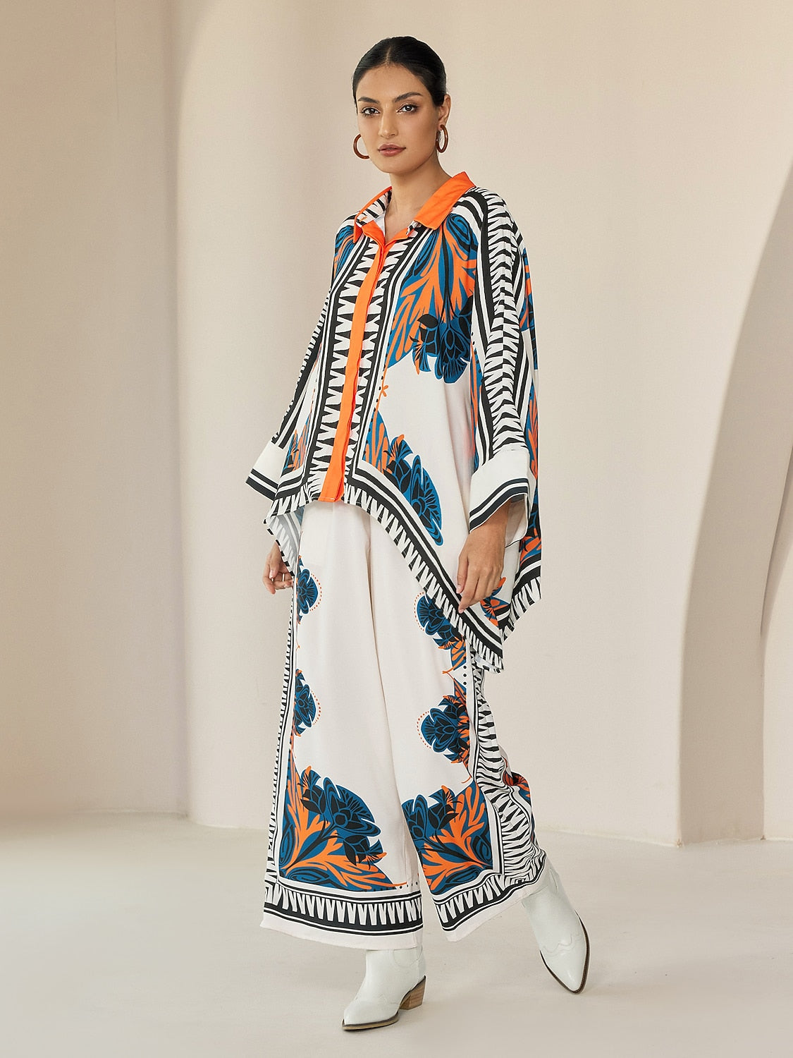 Pants Satin Wide Leg Maxi Loose Bohemian