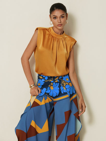 Satin less High Blouse