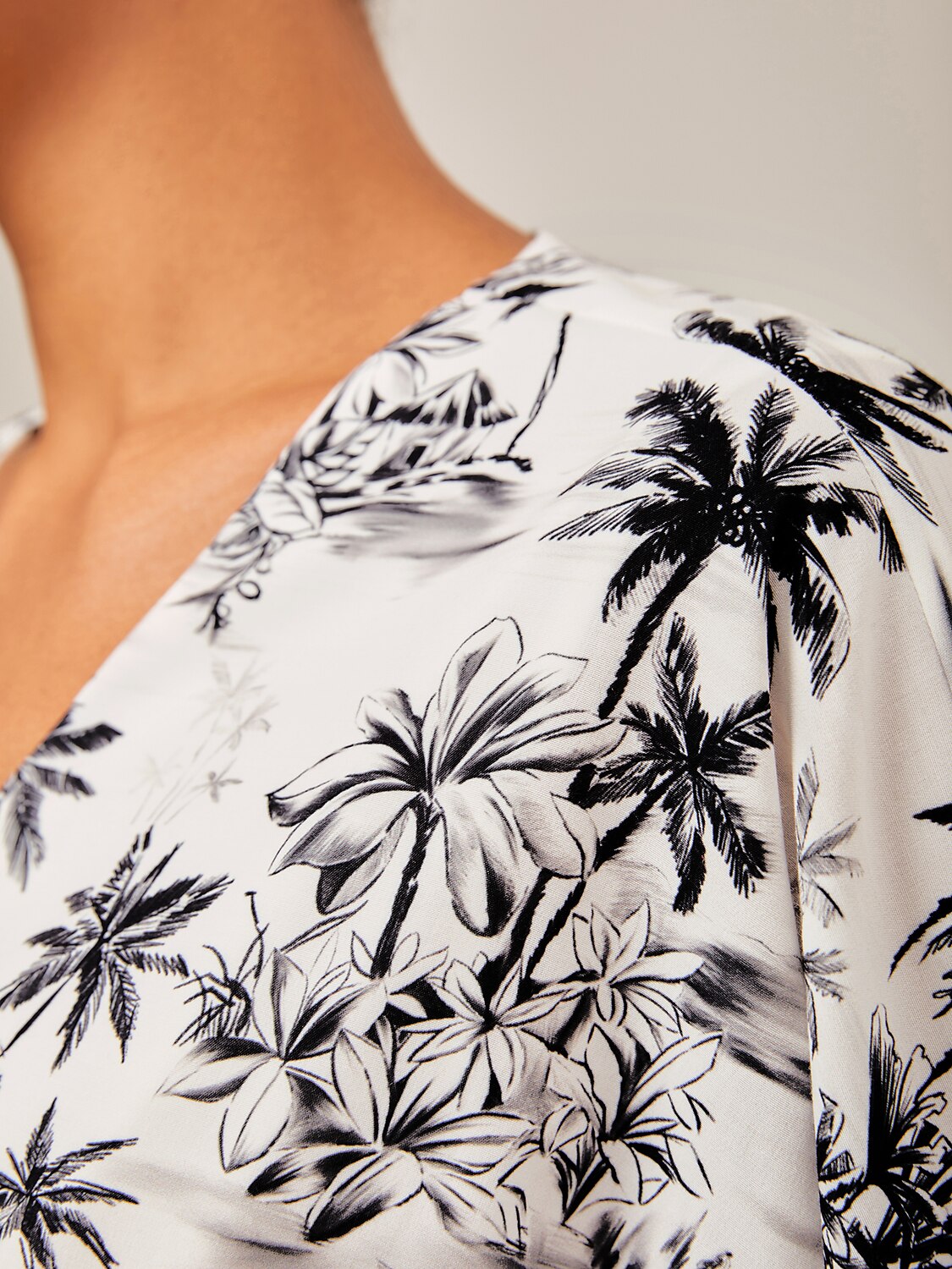 Palm Tree Print Vacation Style Satin Jumpsuit