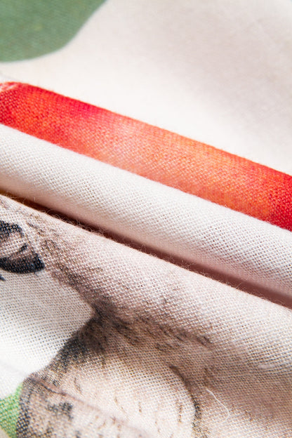 Print Stripe Fruit Midi Shirt Dress