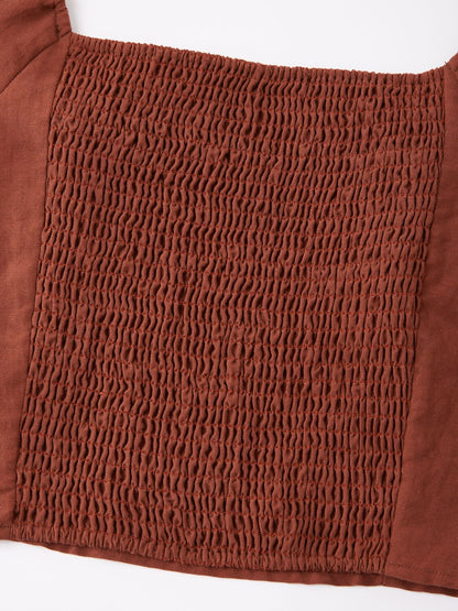 Lyocell-Blend Smocked Blouse