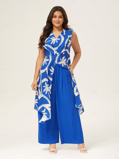 Elastic Chiffon Waist Drawstring Wide Leg Resort Pants