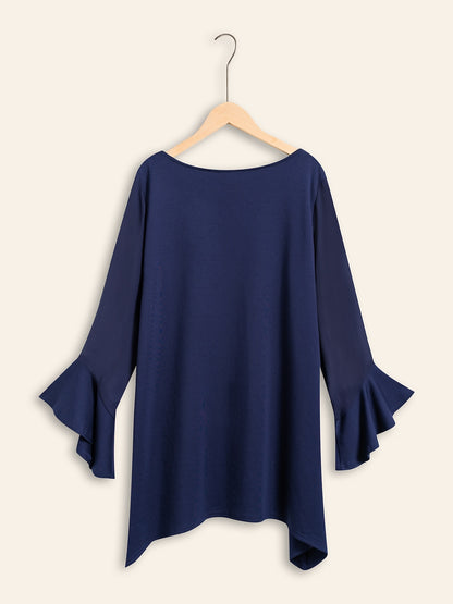 Modal Patch Flare Cuff Knit Blouse