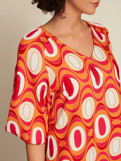 Satin Lines Waves Maxi Dress