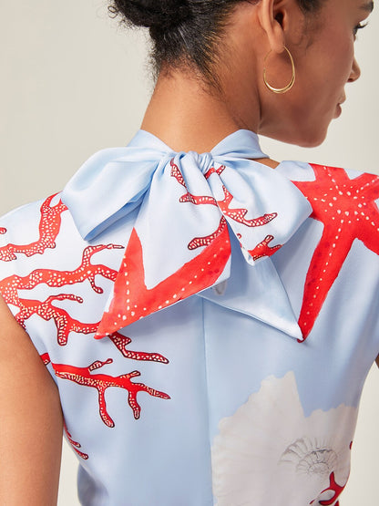 Elegant Ocean Tie Maxi Dress