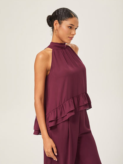 Romantic Ruffled Chiffon Halter Top