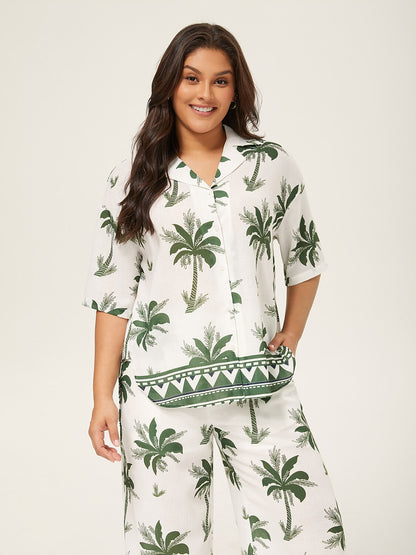 Vacation Palm Tree Print Loose Two-Piece Set