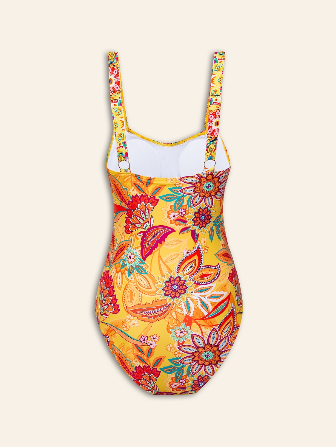 Removable Pad Shirred Boho Swimsuit