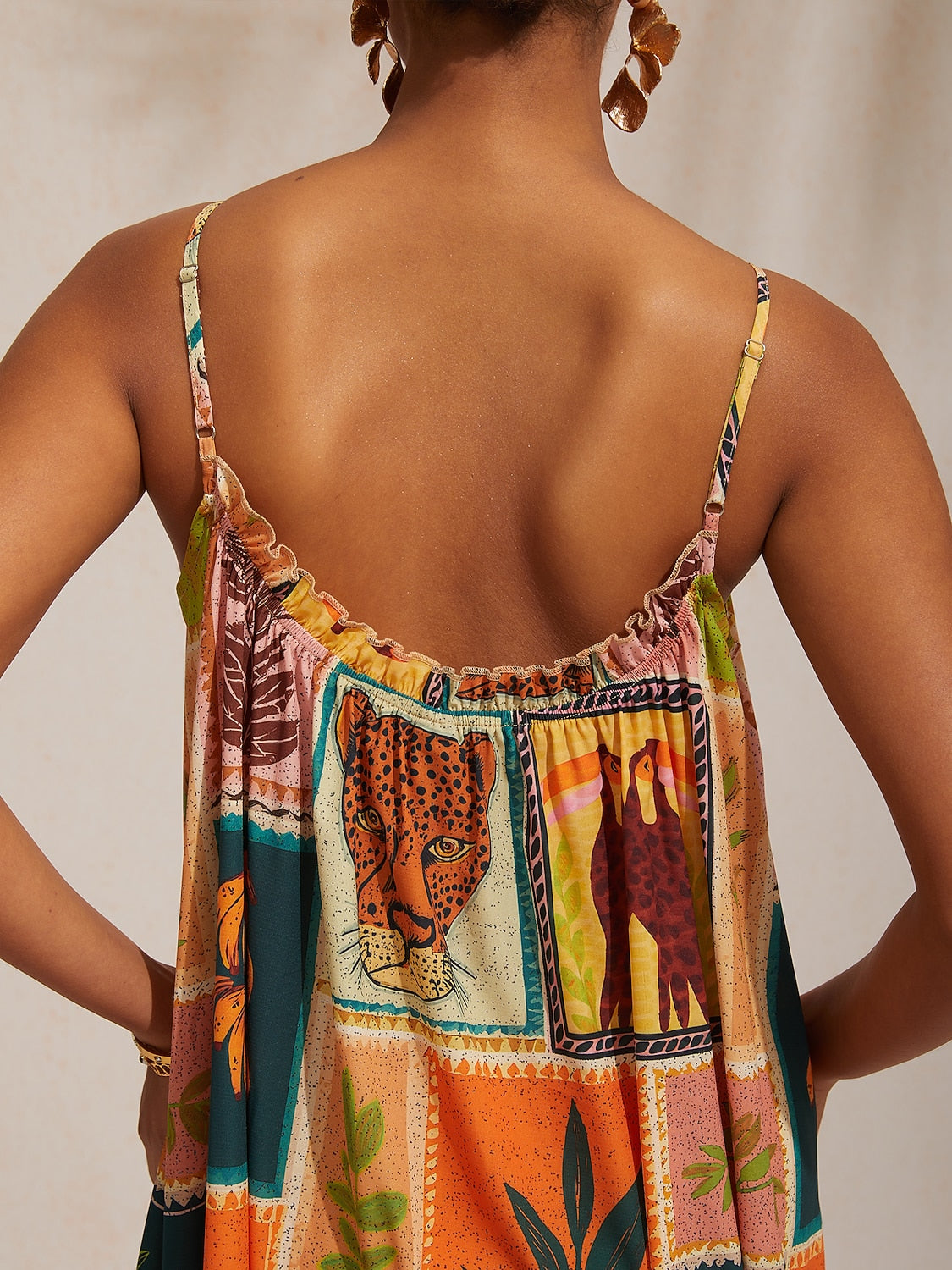 Vacation Beach Element Loose fit Chiffon Cami Dress