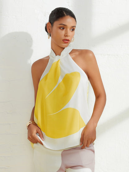 Satin Floral Halter Top