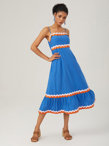 Tencel Color-Block Wave Hem Cami Dress