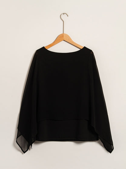 Stylish Luxurious Modal Chiffon Cape Top Blouse