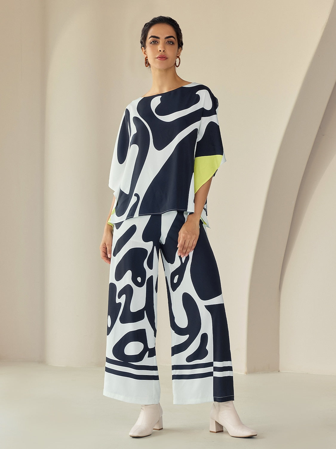 Satin Silk Shirt Color Combo Magyar Black Flowy Graphic