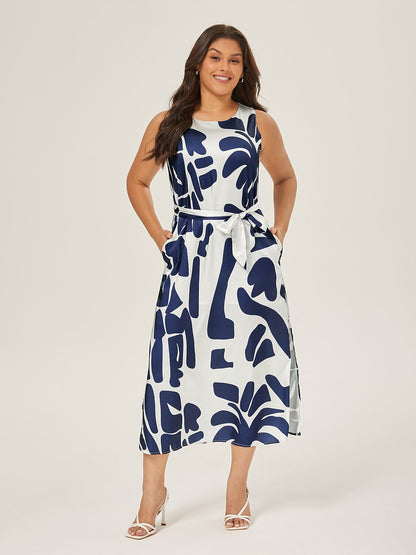 Matte Satin Sleeveless Floral Print Vacation-Style Maxi Dress