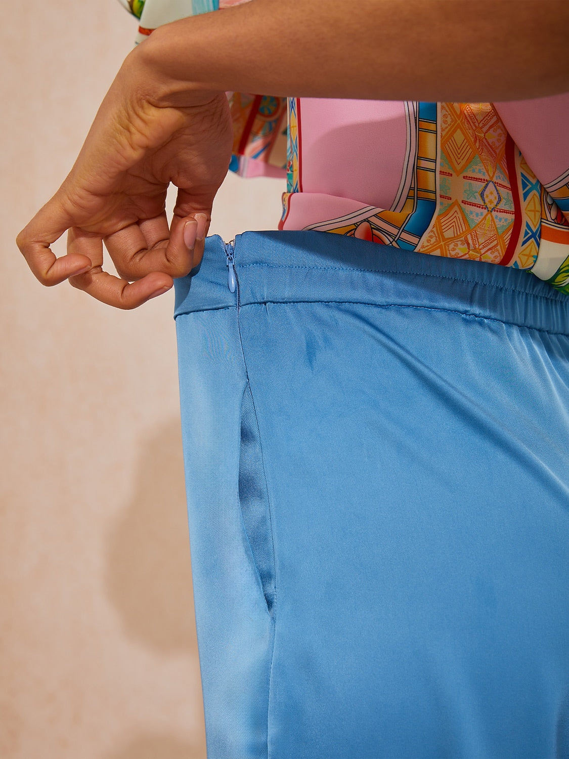 Vacation Elastic Waist Satin Wide Leg Pants