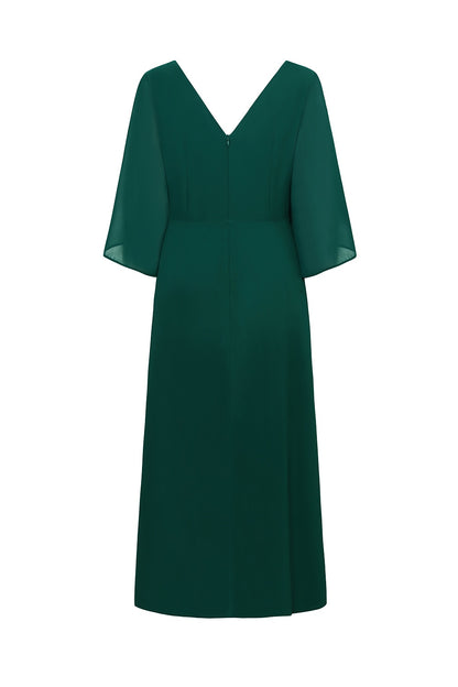 Chiffon Plain Ruffle Twisted Maxi Dress