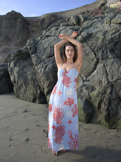 Red Ocean-Themed Cami Dress