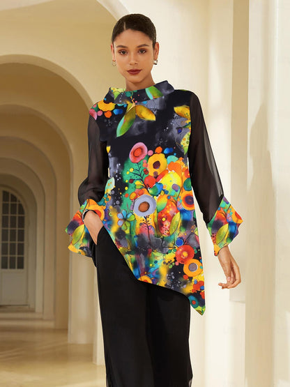 Chiffon Modal Slim Fit Sheer Lightweight Breathable Blouse