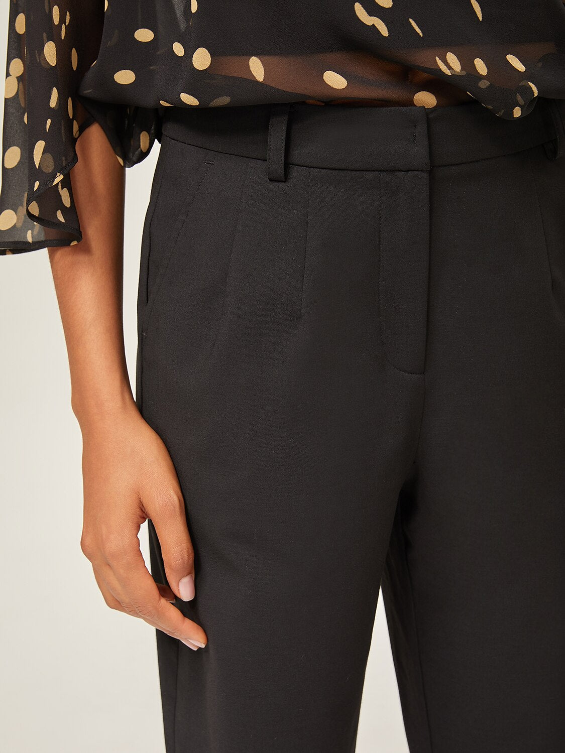 Slim Fit Black Wool Ankle Cigarette Pants