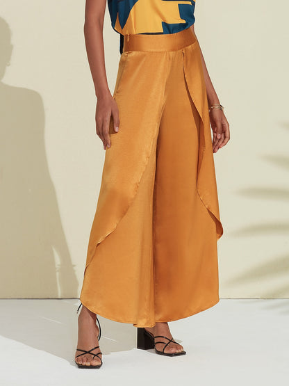 Satin Swing Ruffle Pants