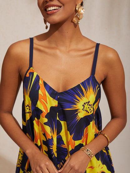 Vacation Sun Floral Rayon Cami Dress