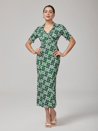 Stretch Waist-Cinching Mermaid Midi Satin Dress