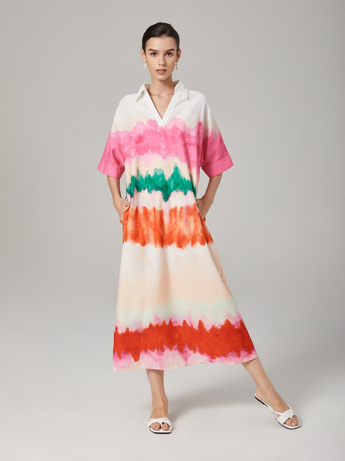 Color Gradient Printed Shirt Dress