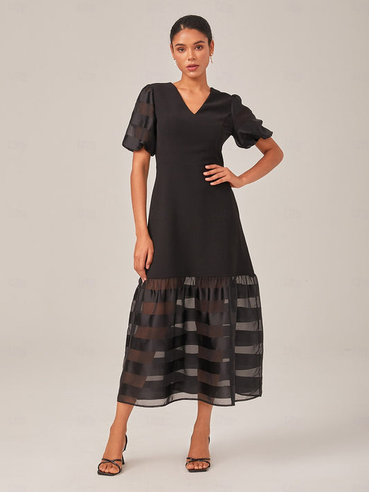 Waist-Cinching Elegant Black Maxi Dress