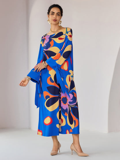 Loose Floral Printing Midi Dress