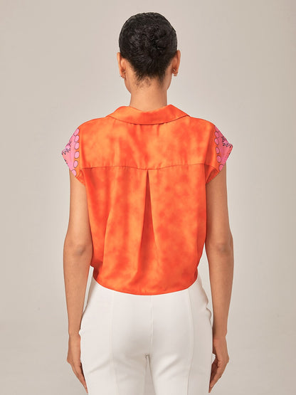 Vacation Style Orange Crop Tie Top