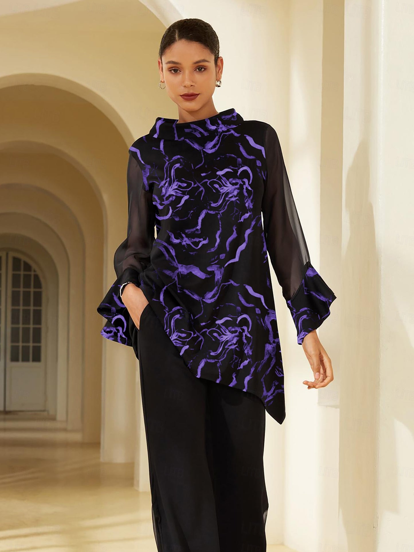 Chiffon Modal Slim Fit Sheer Lightweight Breathable Blouse