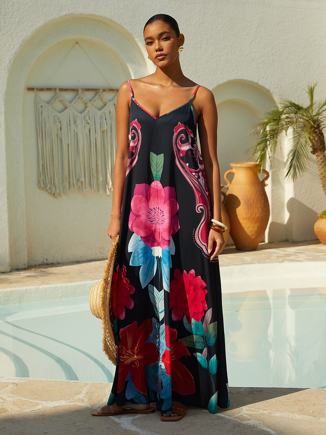 Satin Floral Print Camisole Jumpsuit