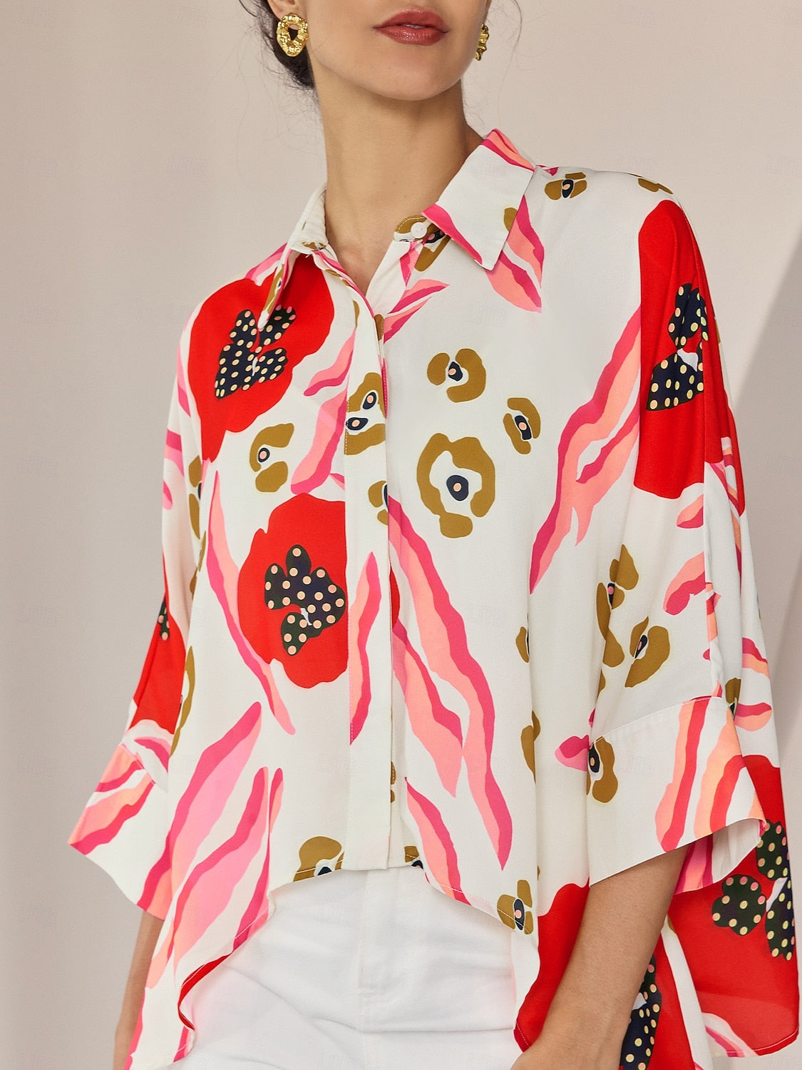 Chiffon Floral Print Casual Daily Shirt