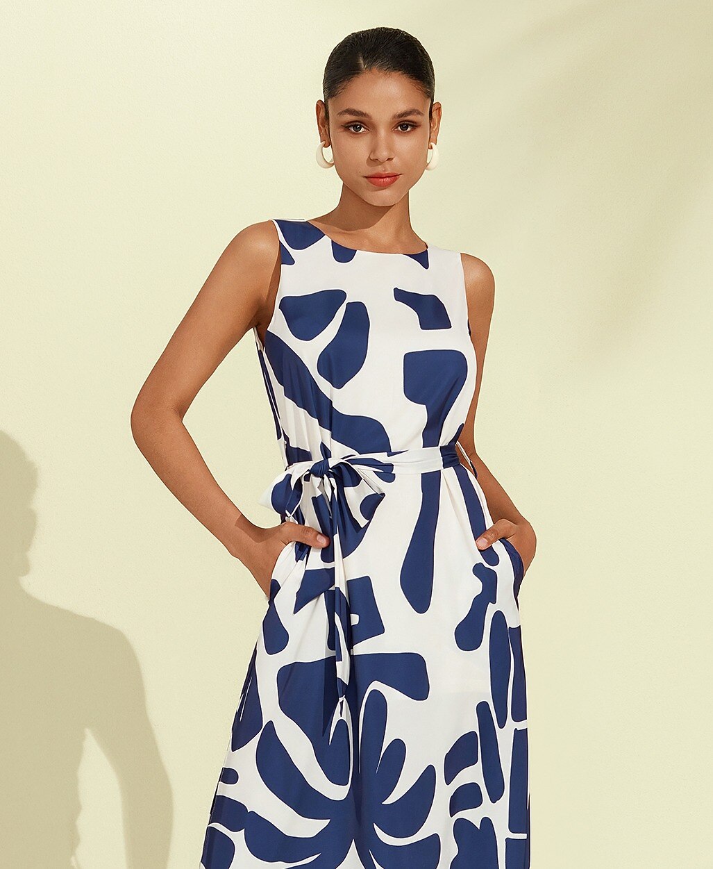 Matte Satin Sleeveless Floral Print Vacation-Style Maxi Dress