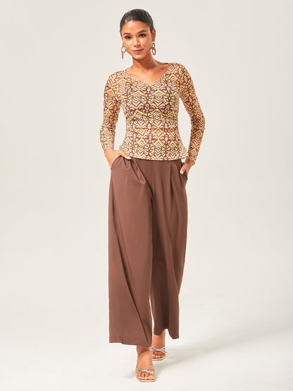 Mocha Brown Slimming Straight-Leg Pants